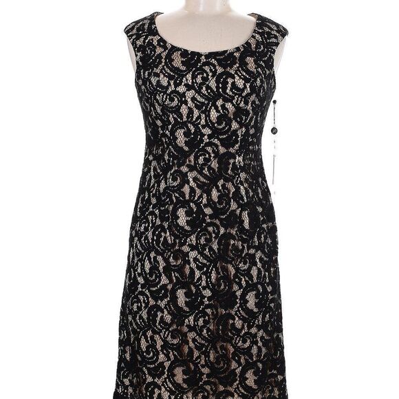 NWT Adrianna Papell black lace dress 4 - Picture 2 of 12